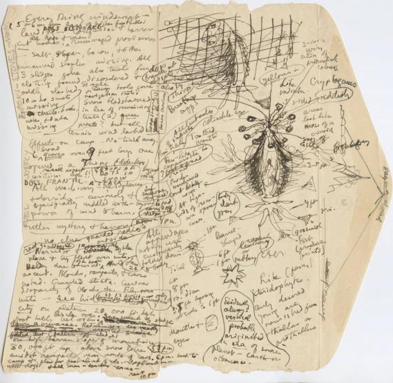 Image of the day: Lovecraft’s hand-written Mountains of Madness sketch